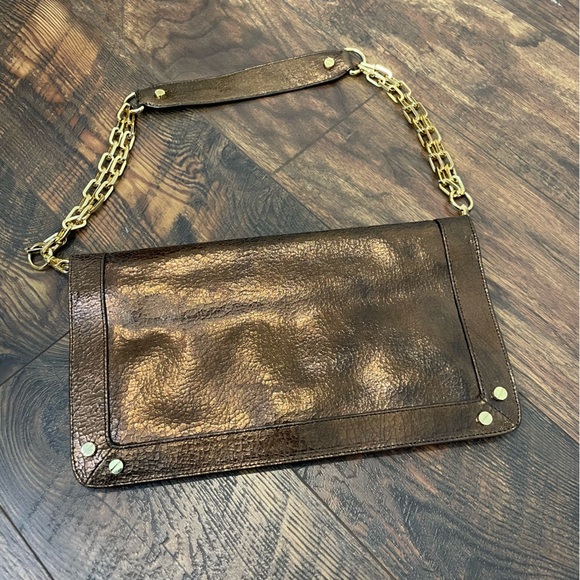 Tory Burch Bombe Reva Clutch in Chocolate Metallic Convertible Bag